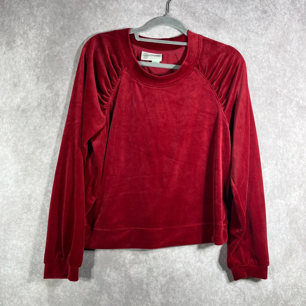 Anthropologie Saturday Sunday Merida Sweatshirt Women Medium Red Velvet Pullover